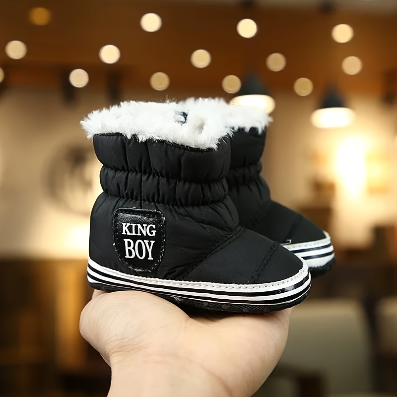 Infant Toddler Winter Boots, Solid Color, Warm Plush Lining, Non-Slip,  Comfortable Lightweight Walking Boots, High Top *-Calf, with Fabric Upper/I
