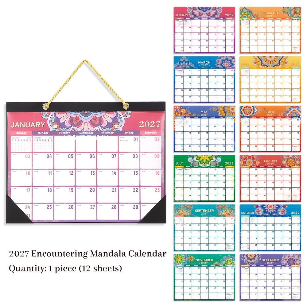 Image of Mandala Floral 2027 Wall Calendar - 12 Months Daily/weekly/monthly Planner, Sturdy Tear-off Pages & Corner Protectors, Office Decor, Perfect Gift For Organizers