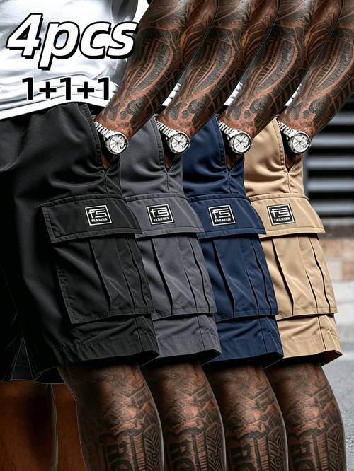 4pcs set of mens work shorts new summer style three dimensional multi pocket loose versatile casual outdoor work shorts