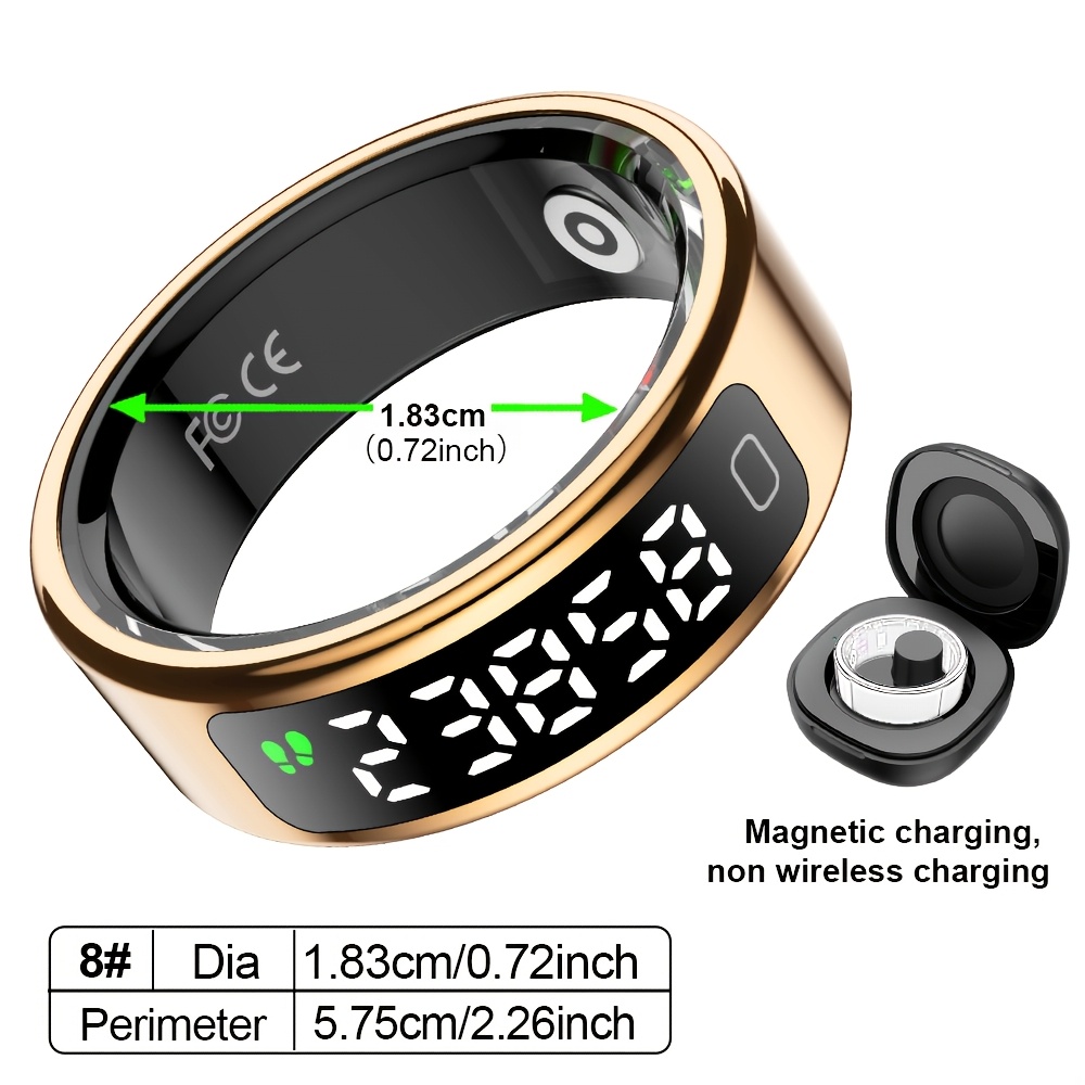 Image of New Smart Ring, With Screen And Multiple Functions, , Sizes 8, 9, 10, 11, 12, 13, Health Management, Sleep Tracking, Remote Control Photography, , Multiple Sports , Outdoor, Fitness, Fashion Matching