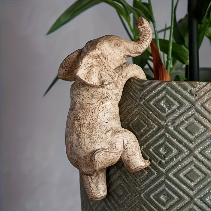 

Elephant Hanging Planter - Resin Animal For Home & Garden Decor, Balcony, Bedroom, And Aesthetic Room Accents