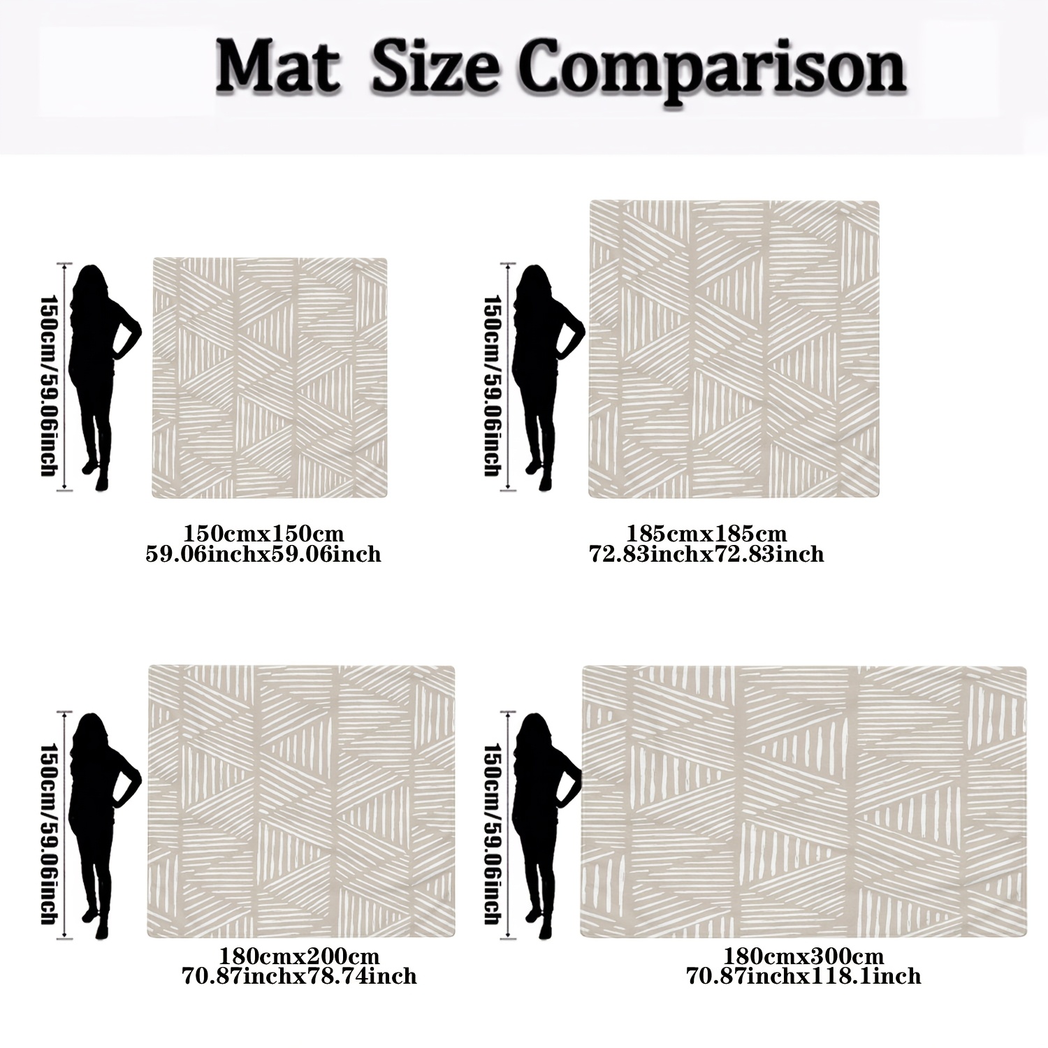 TEMU 1pc, 2d Flat Printed Minimalist Geometric Line Pattern Multifunctional Outdoor Beach Mat, Polyester Material, Multiple Sizes Available,