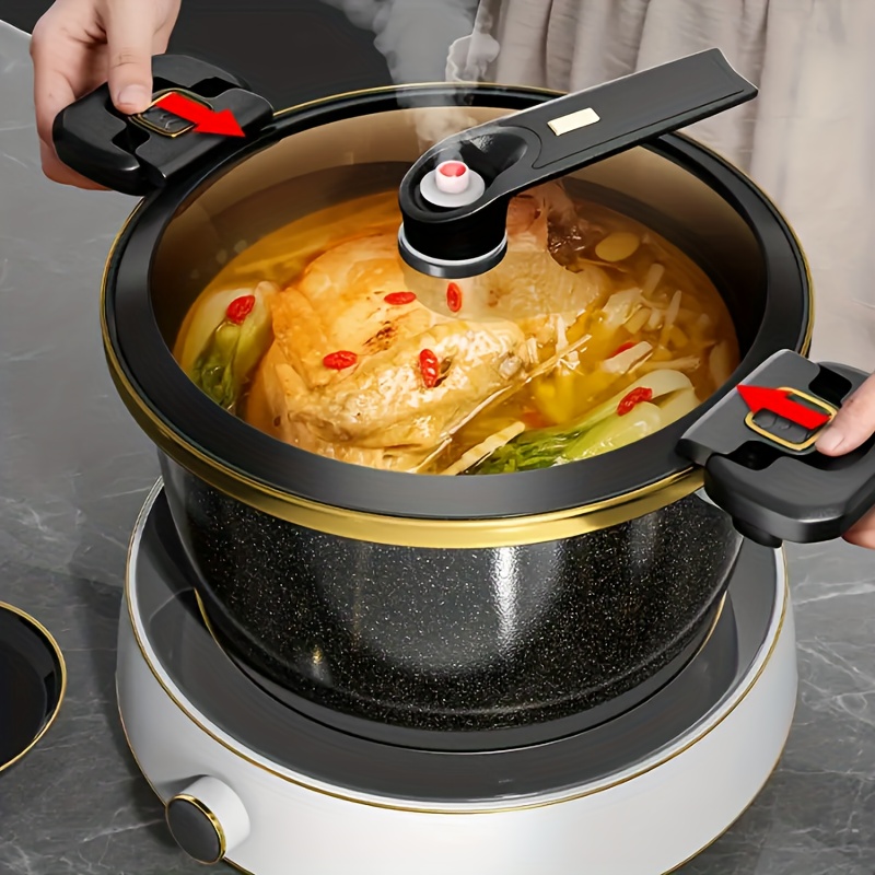 TEMU 1pc Large Capacity Enamel Cast Iron With Lid, Double Handles And Knobs - Perfect For Quick Cooking And , Ideal For Instant Pot, Stovetop, Or Oven Use, Versatile Cookware| Pot|cast Iron Pot.