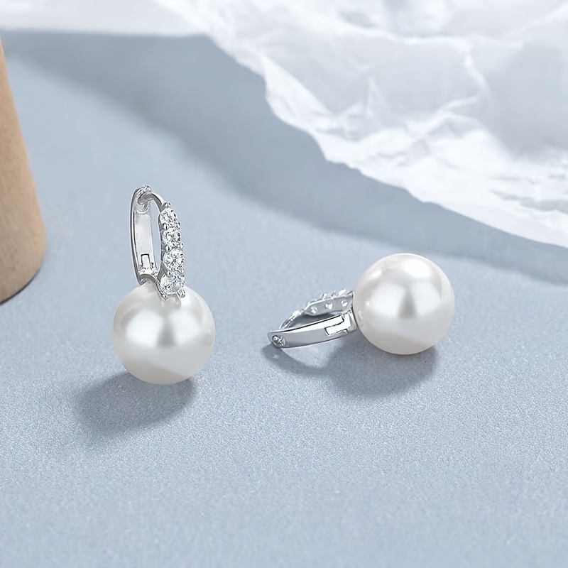 TEMU A Pair Of Hypoallergenic Stainless Steel Women's Fashionable Spherical Earrings, Featuring Simple Yet Luxurious Inlays. Suitable For Daily Wear,