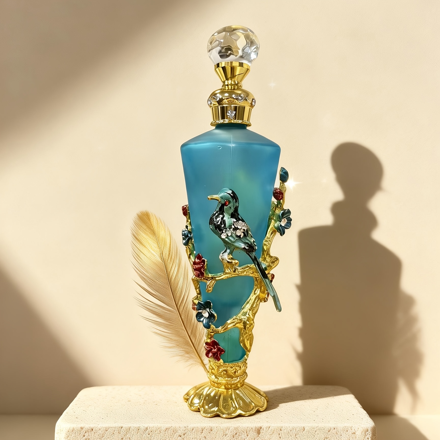 TEMU Exquisite Conical Bird-and- Enamel Bottle, Mini Refillable Container, Portable For Travel Or Festive Personal Care, Perfume And Essential Oil