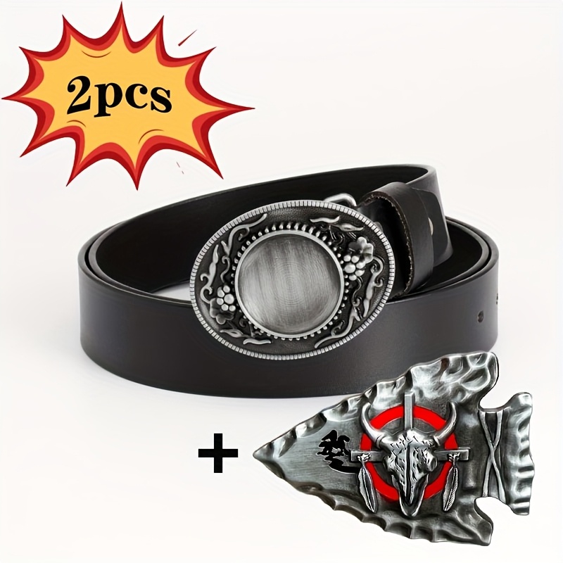Retro Gothic Leather Belt Set Punk Style Unisex Belts