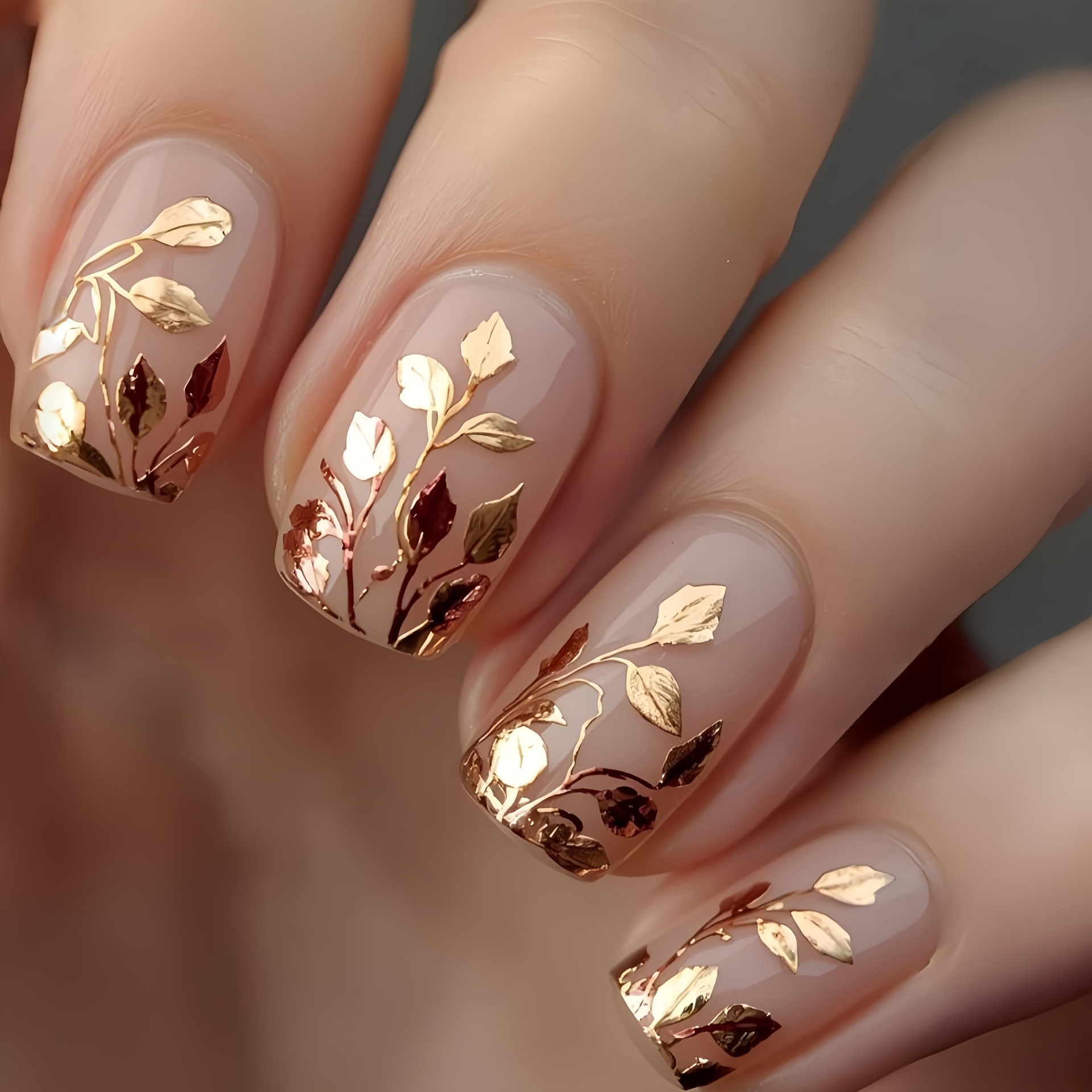TEMU 24pcs 24pcs Golden Press-on Nails Suitable For , False Nails With Gilded Tip, Medium-length Machine-made Extensions, Glossy For & Length For
