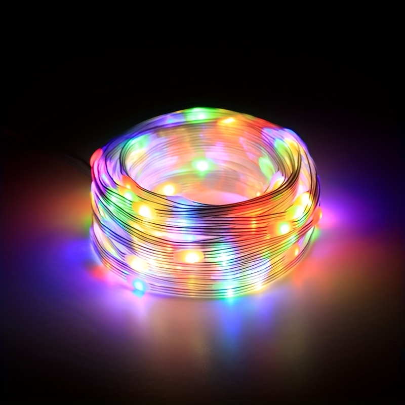 TEMU Led Christmas Lights Two-wire Leather Rope String Lights Solar Outdoor Waterproof Camping Lights Garden Christmas Lights Atmosphere Lights