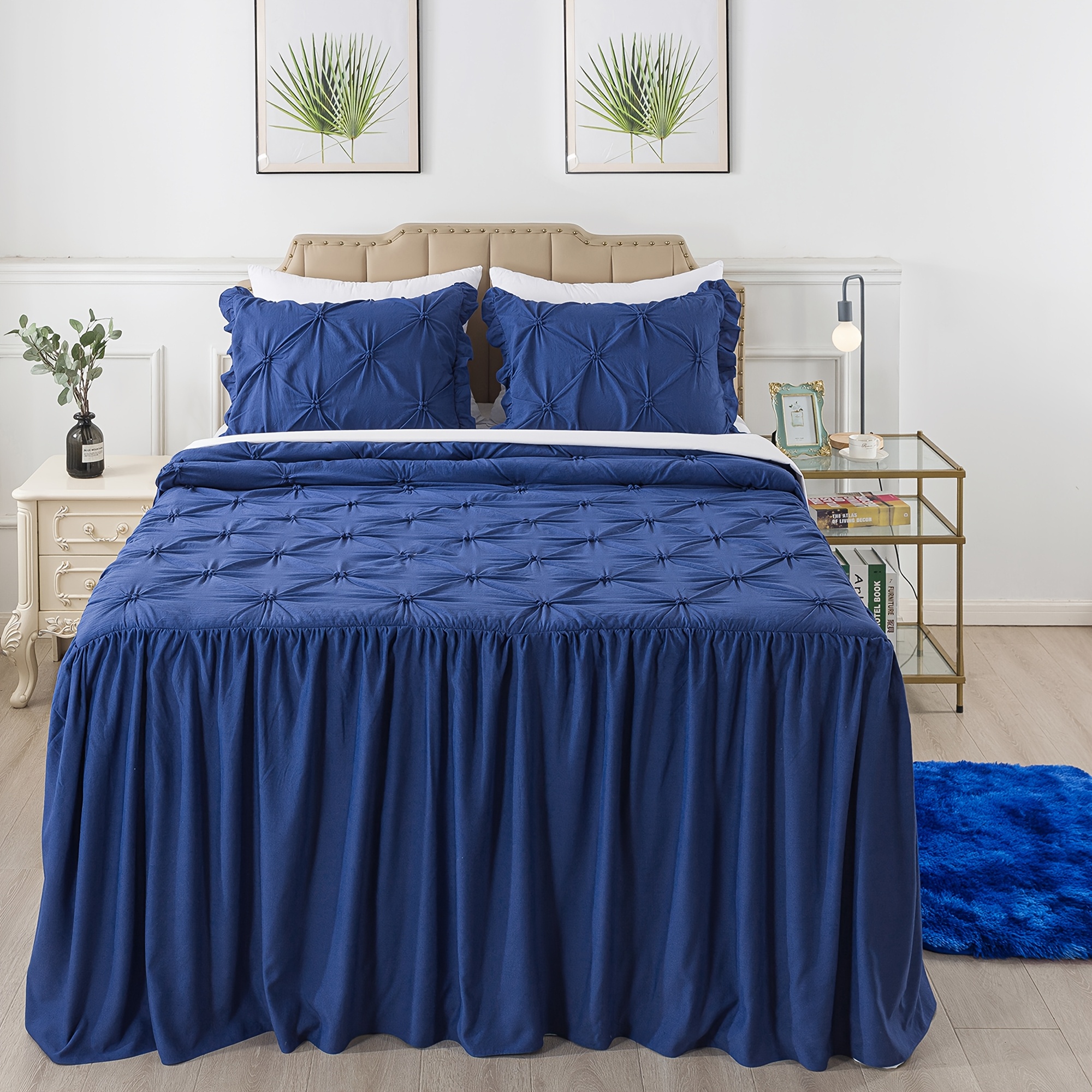 5pcs contemporary pleated bedspread set full queen Temu