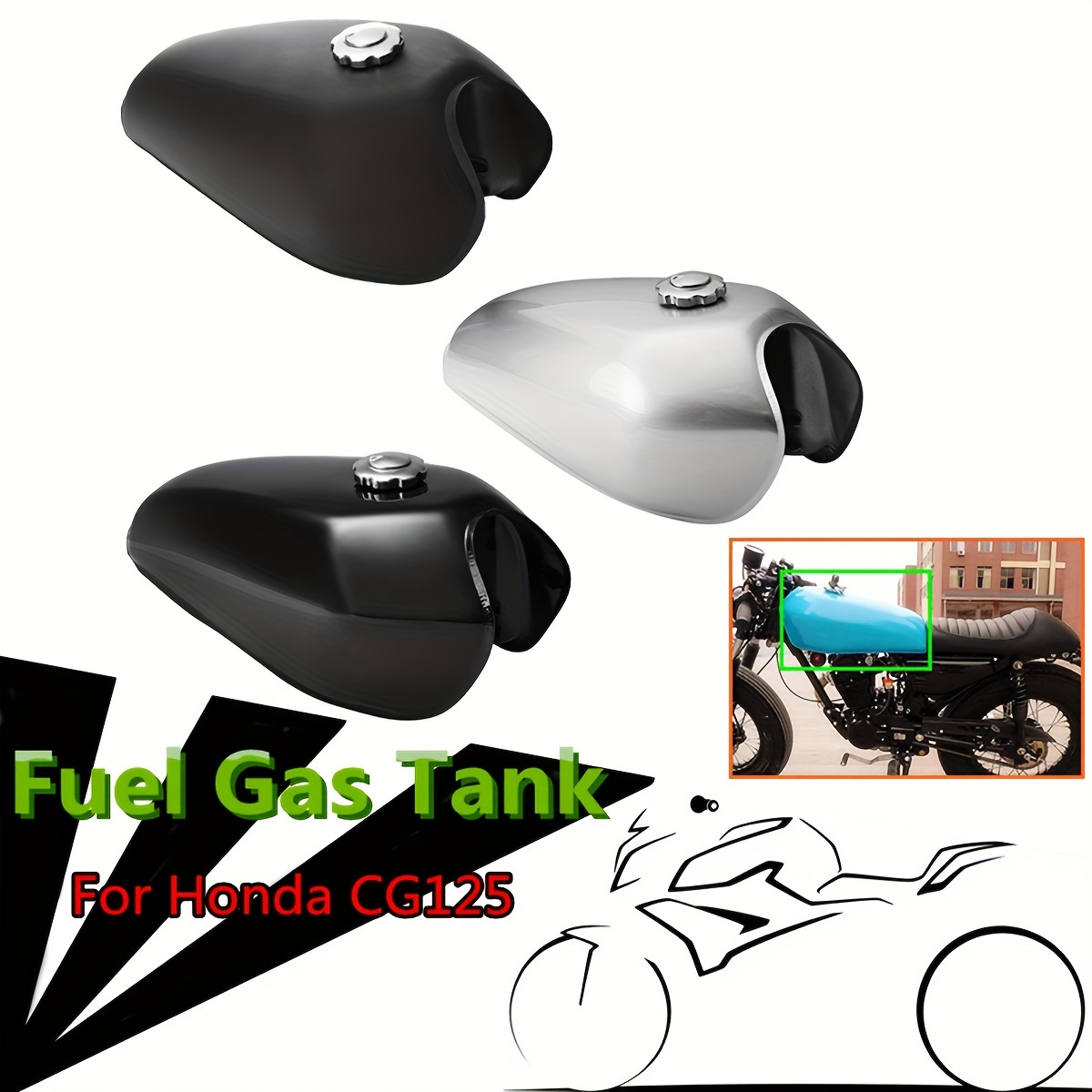 

9l 2.4gallon Motorcycle Fuel Gas Tank W/ Cap For Honda Silver