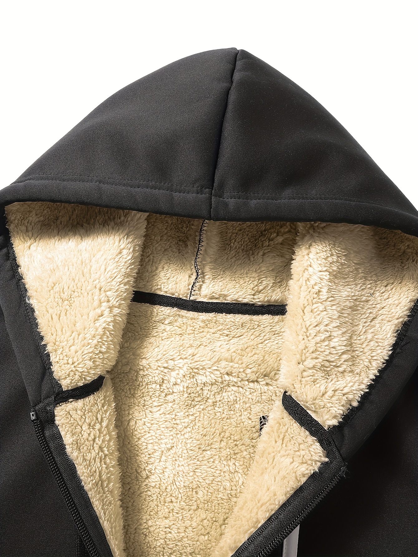 男子冬季连帽休闲夹克与字母印花，长袖拉链连帽衫与口袋，聚酯针织面料，轻微拉伸，常规适合-舒适加厚保暖外套，男子冬天里的运动拉链运动衫，徒步登山/滑雪/骑行/钓鱼/最佳选择 商品详情 4