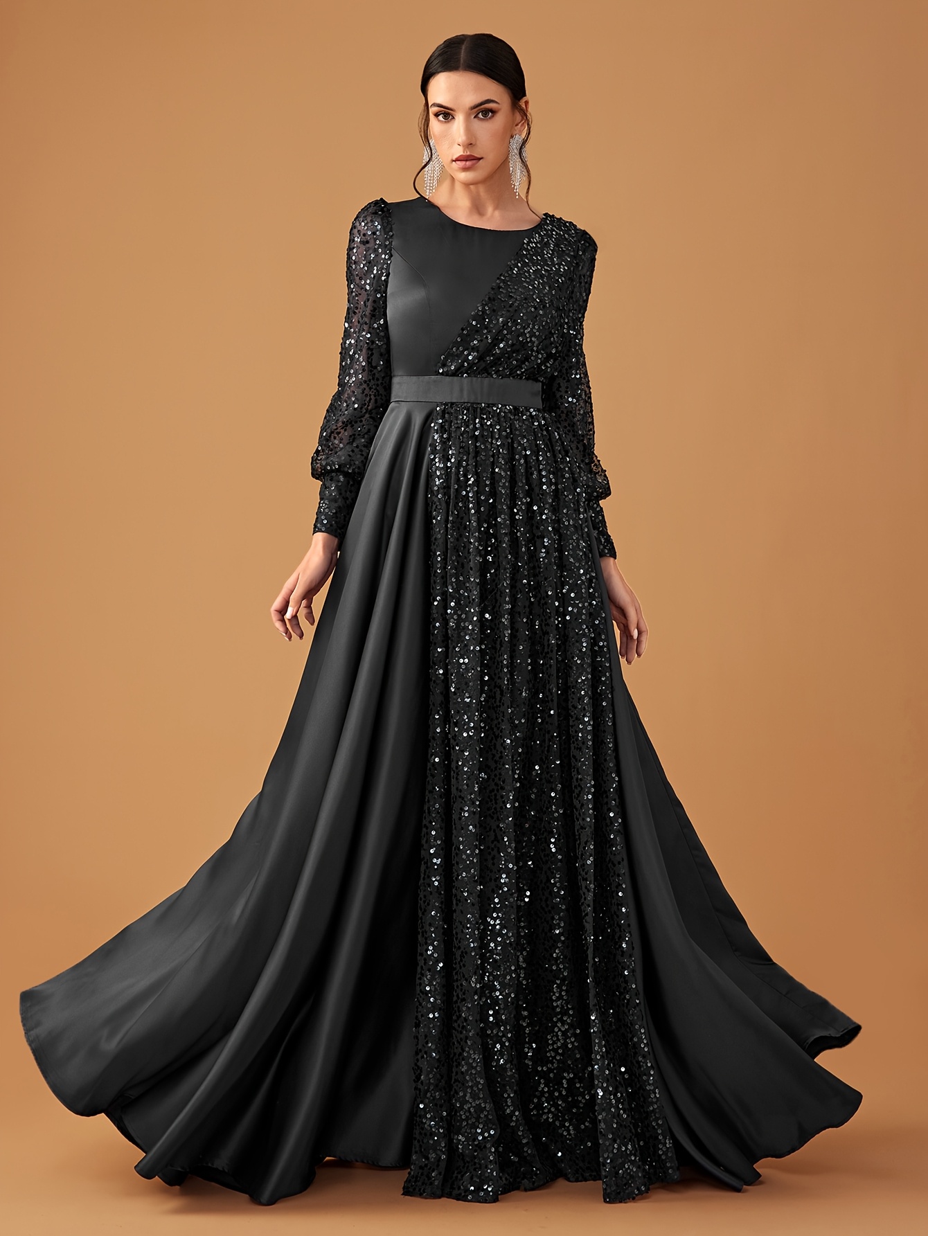 pakistani graduation dresses Women'S Prom Evening Dress Elegant Light Luxury Sequin * Satin * Sleeve Party Dress EASTER25