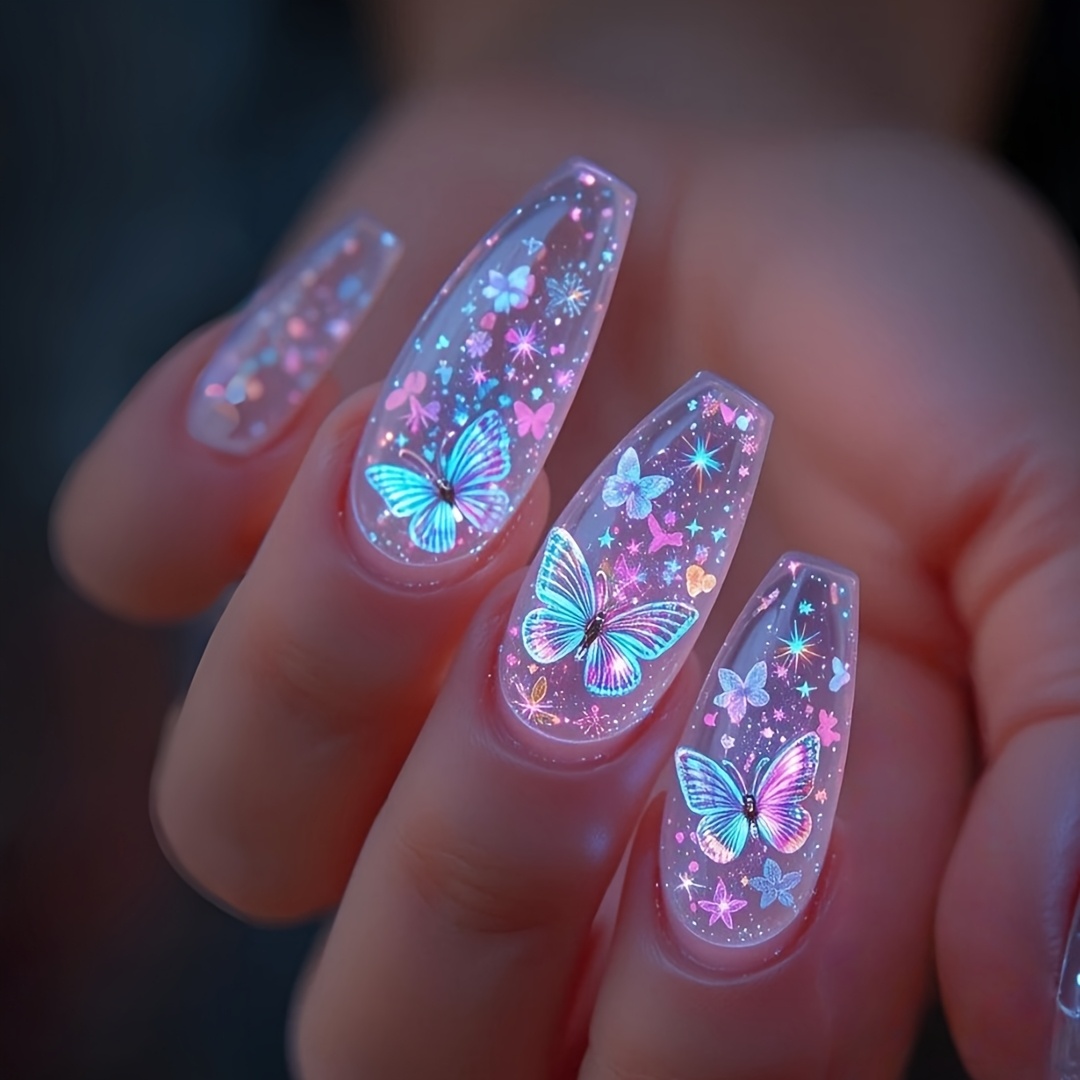 spring summer cute colorful flower and   press on nails
