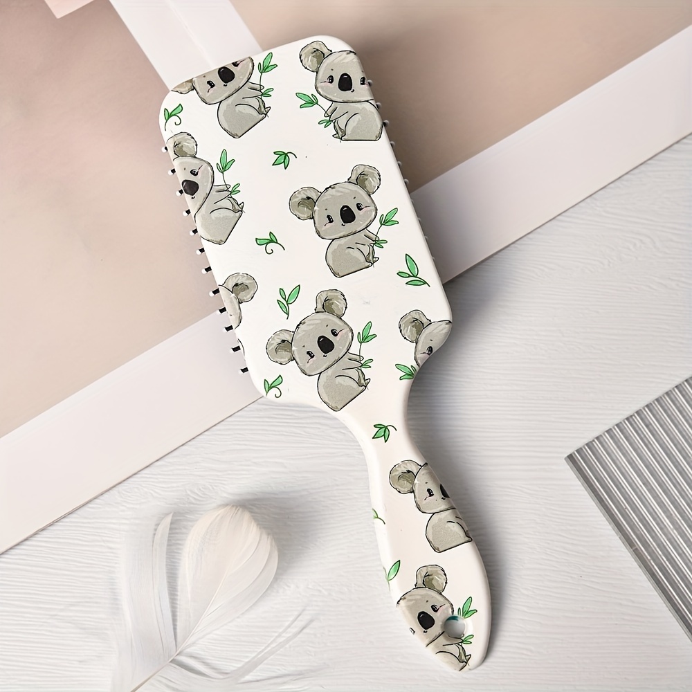 Koala Pattern Hair Brush, Comfortable Anti-static Air Cushion, Suitable For All Hair Types, Large Size, Nylon Bristles, Abs Plastic Handle, Hair Styling Tool