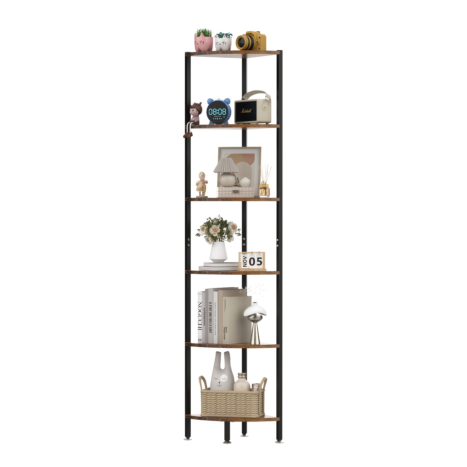 6-tier Corner Bookshelf Multipurpose Plant Rack Storage Unit For Living Room Bedroom Office Kitchen, Matte White