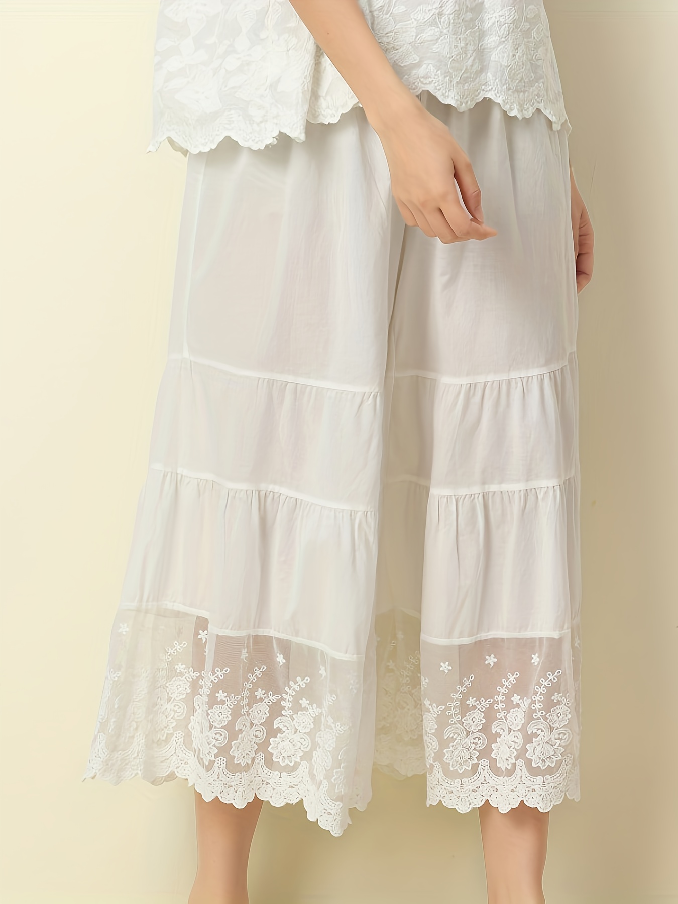 women's plus size lace trimmed flare pants casual loose fit Temu