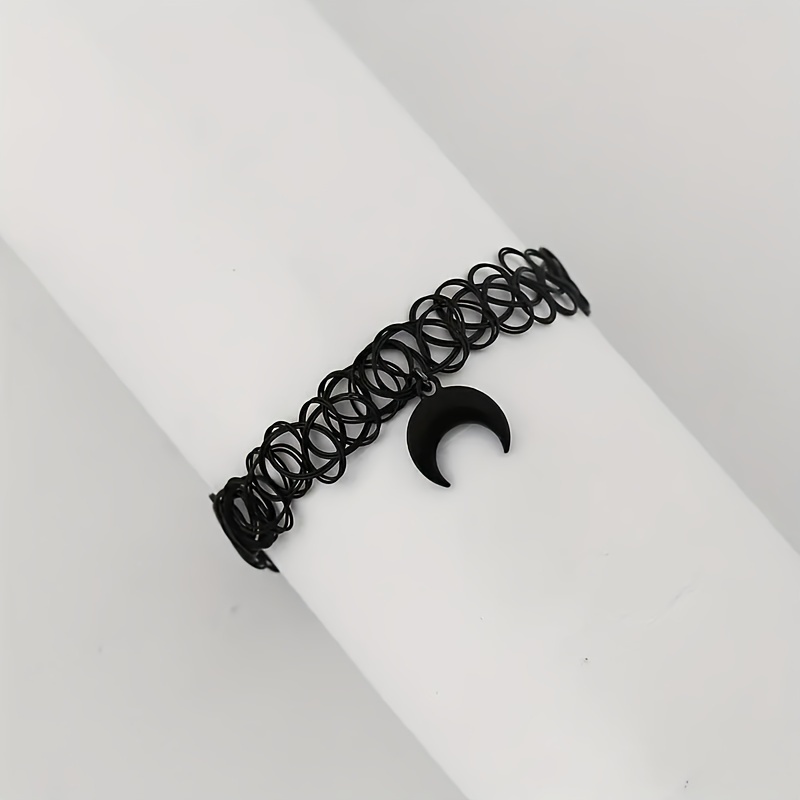 Gothic Mond Anhänger Halskette – Schwarz, Legierung, Für Halloween, Punk Oder Täglichen Grunge-Look