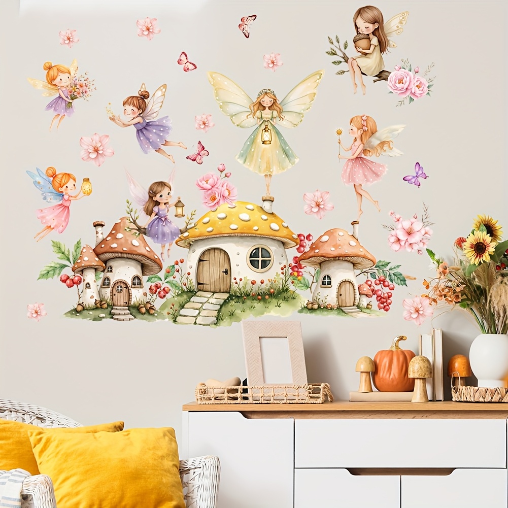 Mushroom House Wall Stickers Suitable For Decorating Bedroom, Living Room, And Sofa Background Walls