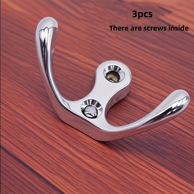 3pcs Fashionable Alloy Double-ended Hooks, Rust-proof, Sturdy, And Durable, Each Can Bear 30 Lbs, Suitable For Bathroom And Multi-scene Use