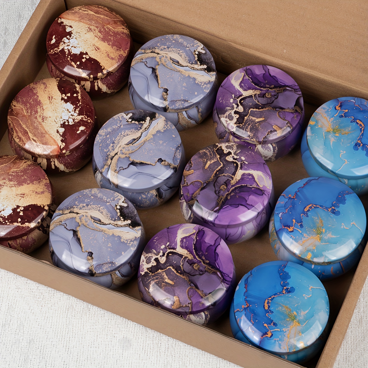 16pcs Marbled Candle Jars - 2.5oz Candle Containers With Lids For Diy Candles, Jewelry Storage And Gifts | Halloween, Christmas, Thanksgiving