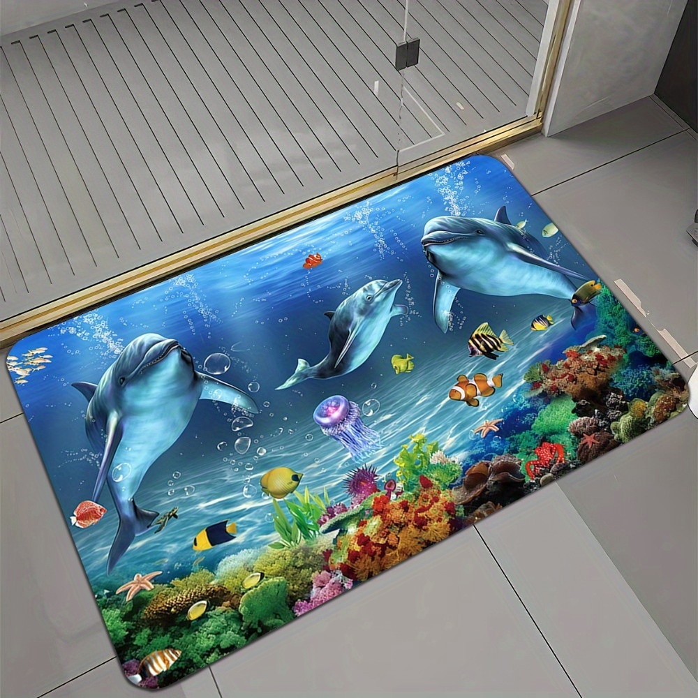 TEMU 1pc, Fantasy Pattern Floor Mat, Suitable For Bathroom Areas, Bathroom Mats, Bathtub Mats, Bathroom Door Mats, Bathroom Carpets, Home Decor,