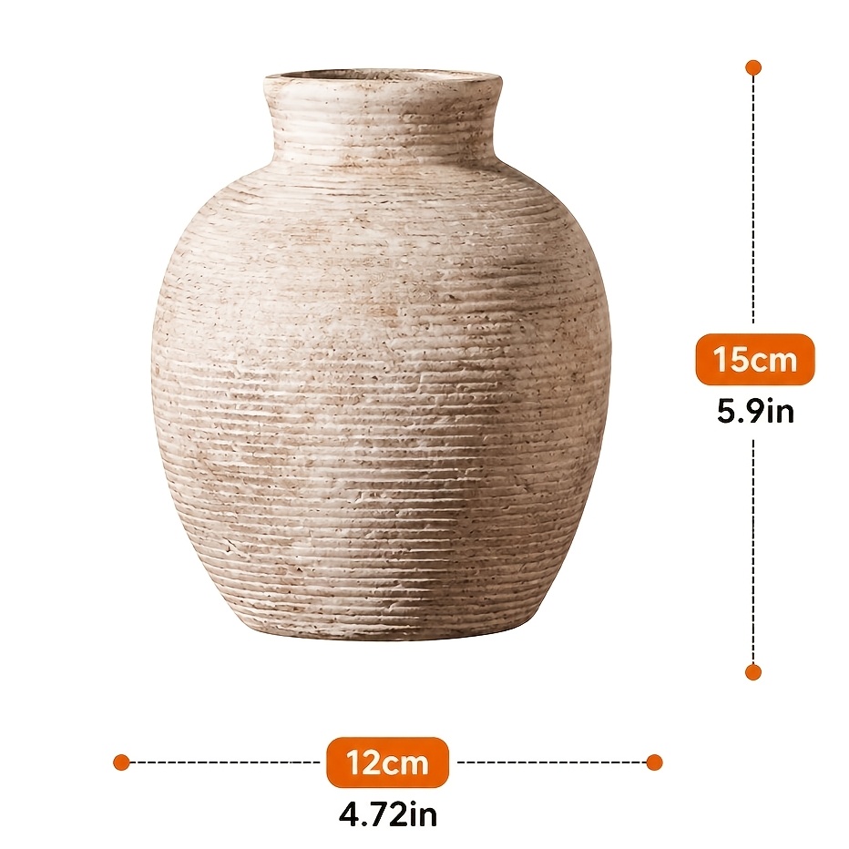 TEMU Ensemble de vases texturés , vases à fleurs décoratifs beige rustique pour salon, chambre à coucher, étagère, table basse et décoration