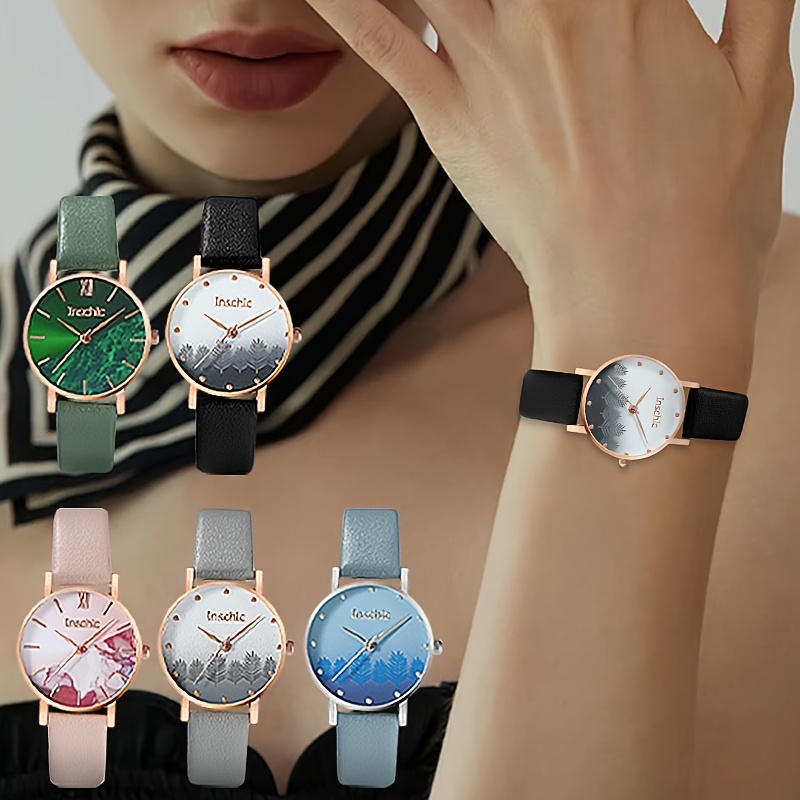 

Casual Swiss-quartz Women's Wrist Watch With Shock-resistant Round Analog Display - Pu Leather Band, Alloy Case, Non-rechargeable Battery - Elegant Pointer Type Timepiece