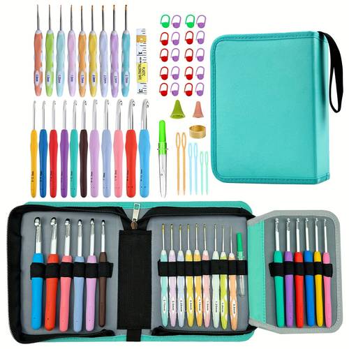 21 sizes crochet hooks complete set 0 8 mm 10mm ergonomic crochet hooks with case