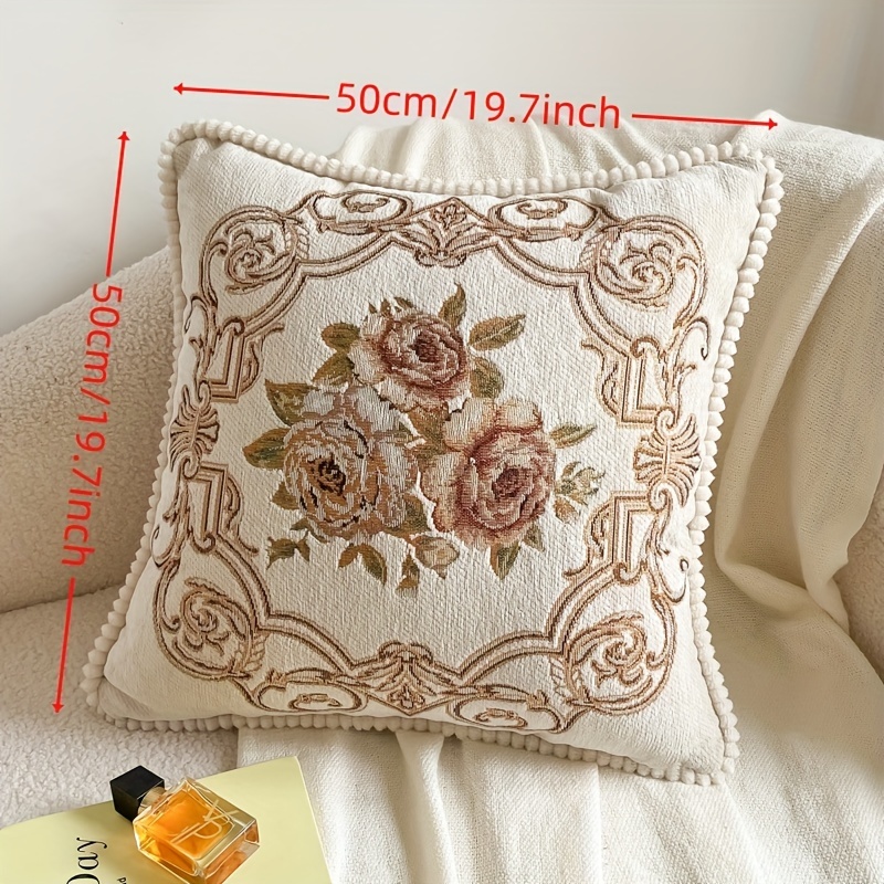 European Style Sofa Cushion Pillowcase Chenille Series--ye Qingcheng Beige