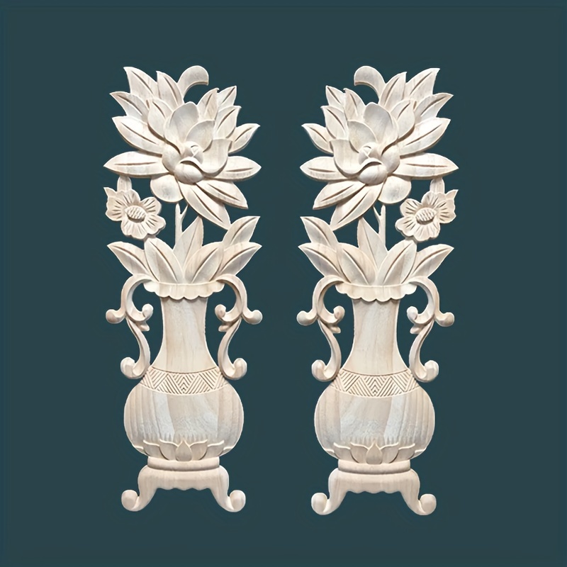 

Pair Of Unpainted Wooden Wall Decorations, Suitable For Decoration, 11 X 32cm/4.33 X 12.6inch, Vertical Orientation, , No Electricity Required