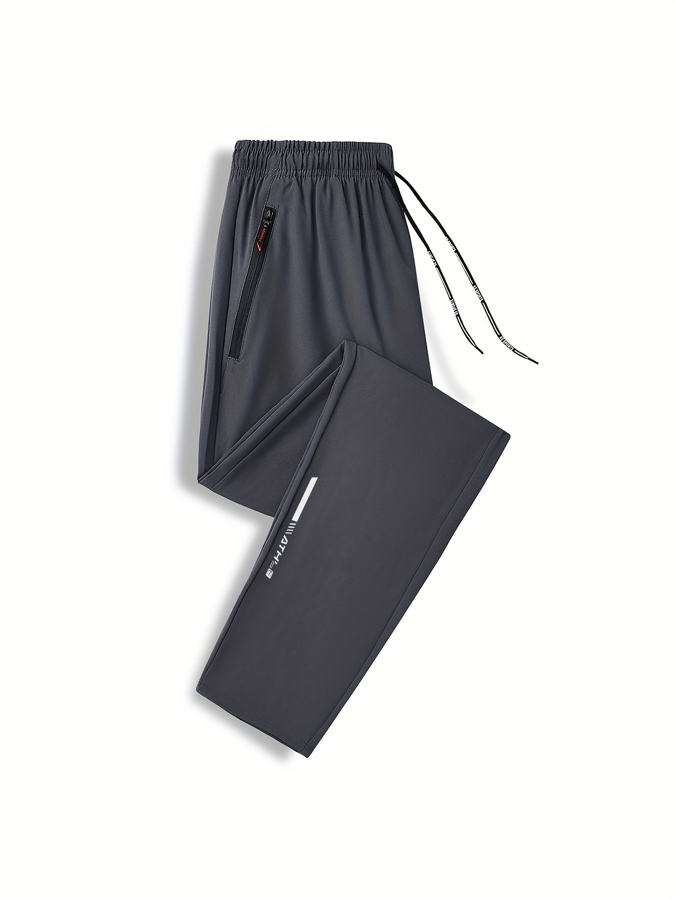 1pc Men'S Plus Size Sports Joggers - Comfortable & Adjustable, Ideal for Outdoor Fitness & Running, Casual Wear Pants with Zipper Detail, Plus Size Joggers, PLUS SIZE