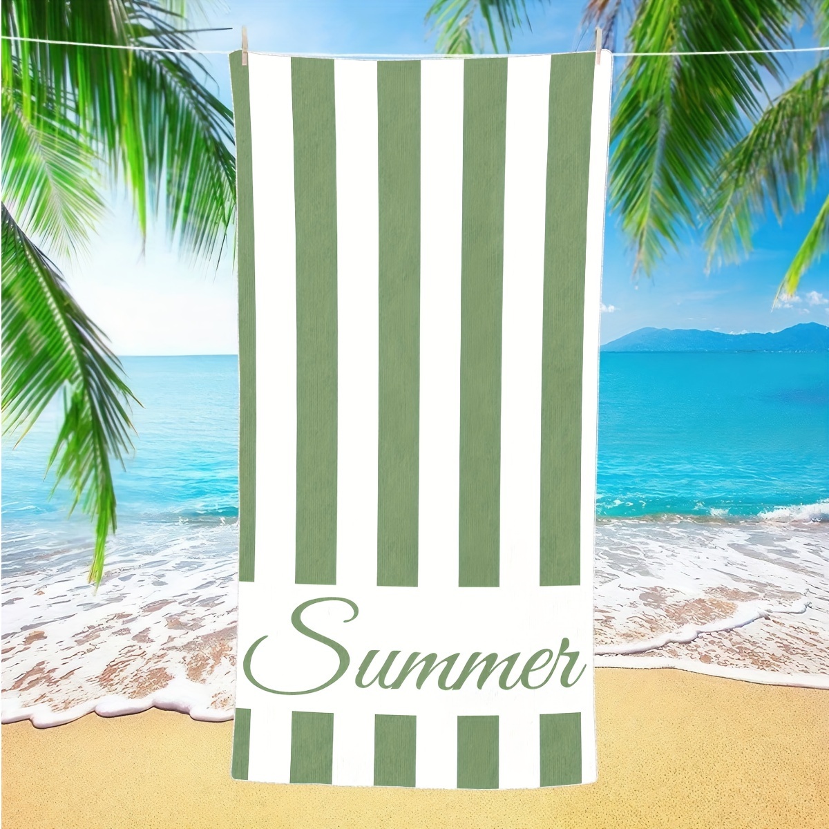 

1pc Customized Beach Towel, Striped Pattern Personalized Beach Blanket, Super Absorbent & Quick-drying Swimming Towel, Suitable For Beach Swimming Outdoor Camping Travel, Ideal Beach Essentials