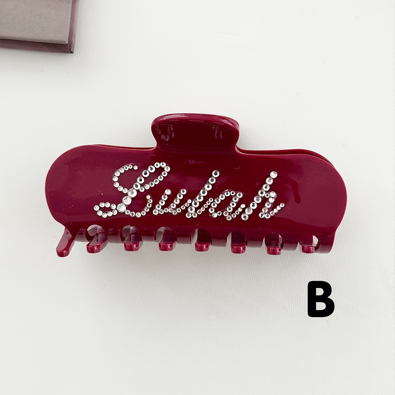 TEMU ["Personnalisé] Épingle à cheveux en acétate à imprimé léopard personnalisable avec strass, jusqu'à 6 lettres, personnalisation simple face,