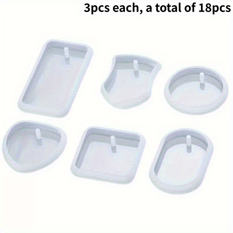 TEMU 18 pezzi set stampo in silicone per portachiavi - stampo per resina epossidica, per decorazioni circolari e rettangolari, pendenti per collane,