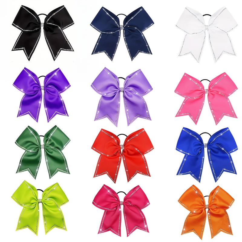Cheerleaderschleifen Mit Strasssteinen – 20,3 Cm, 6 Stück, Für Haarschmuck & Team-Events