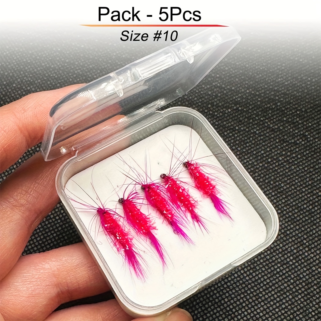 TEMU 5/10pcs Insects Flies Red Dries Fishing Lures Wet Flies Fishing For Trout Salmon Pike Artificial Hook Lure With Box