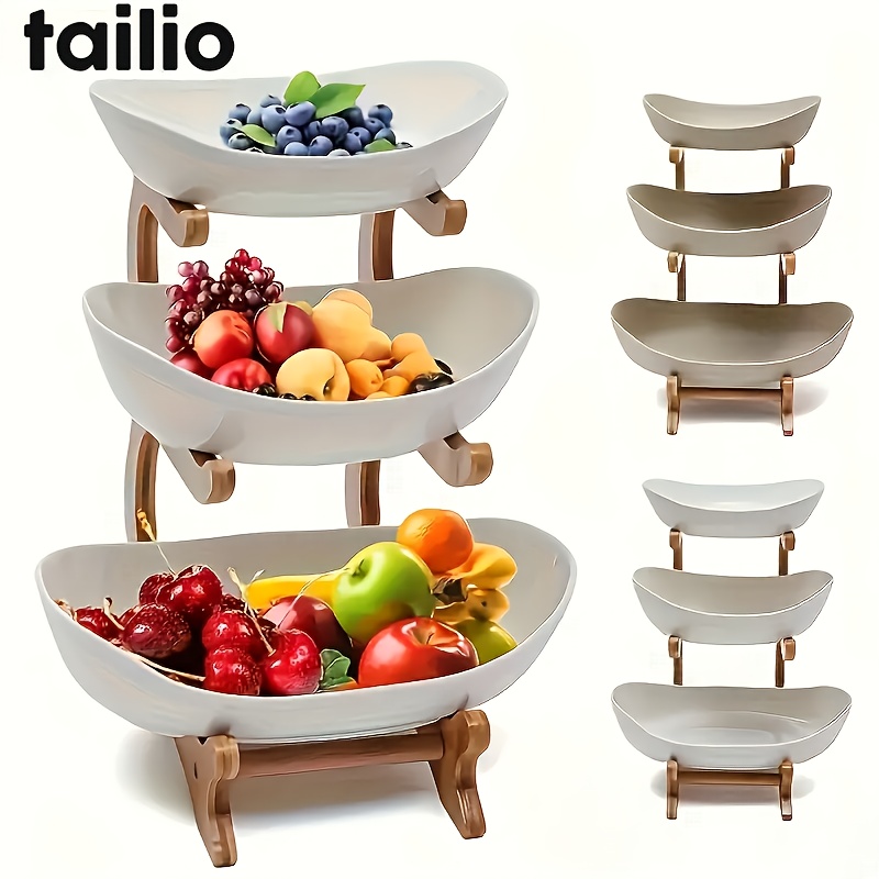 2/3-tier Fruit Display Stand, Plastic Fruit Bowl, Suitable for Use as a Fruit Bowl, Cupcake Stand, Candy Bowl, Holiday Party Snack Serving Tray, Halloween Candy Stand, Wedding Snack Display Stand