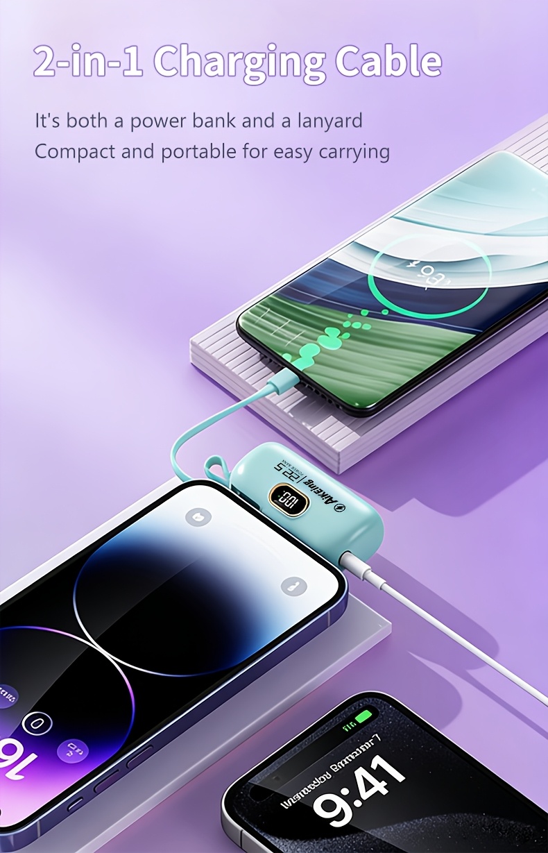  5000mah mini portable power bank with built in type c port fast charging for lightweight pocket emergency charger travel essential Product details 4