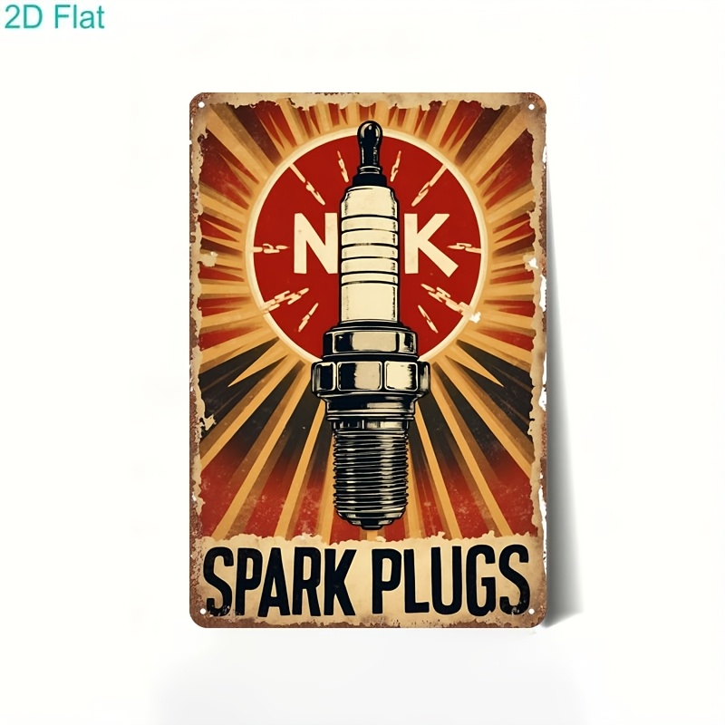 TEMU 2d Flat, Sign, Retro Spark Plugs Decor, Metal Wall Art, Automotive Shop, Man Cave, Workshop, Bar Decor