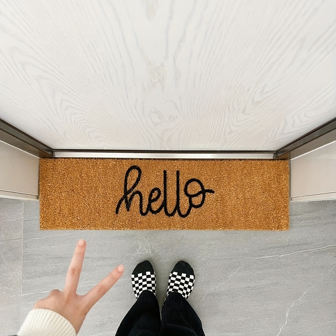 

Customizable Modern -inspired "hello" - , Non-slip Pvc Door Mat, Hand-washable, Entryway Or Living Room Decor, For Front Door