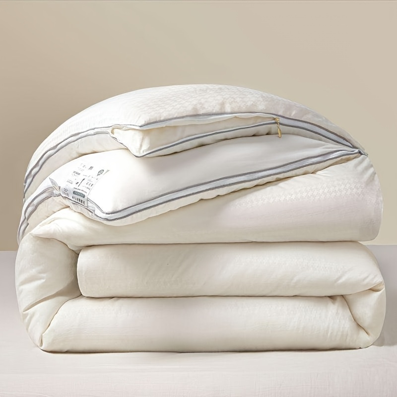 Image of Jacquard Soybean Fiber Winter Comforter, Cotton Duvet Cover, 2 Quilts Are By Zippers To Fit And Complete Alignment. Contains Quilt + A Thick Quilt, Suitable For . Christmas Gifts, Bedding