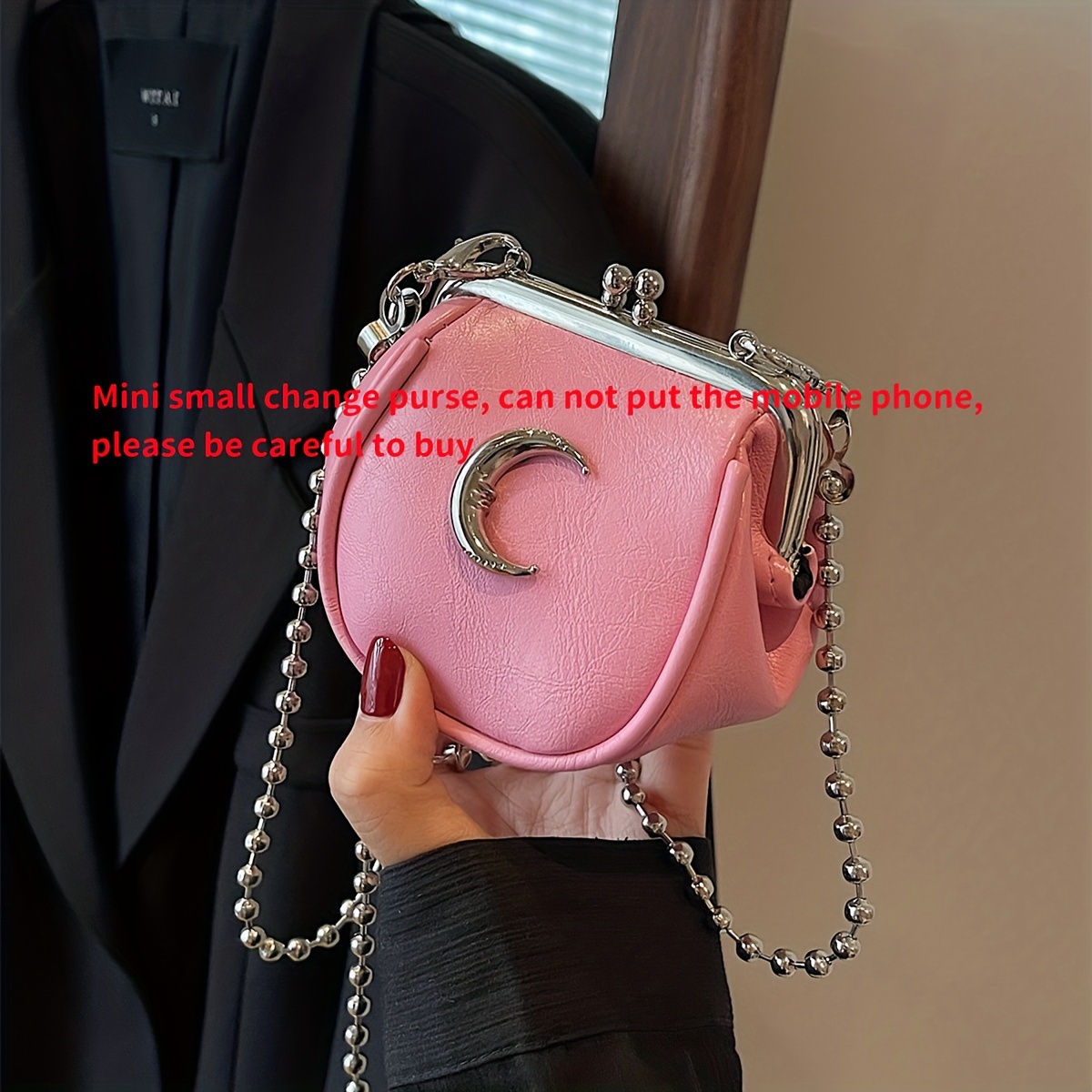women's retro mini crossbody bag detachable moon chain strap