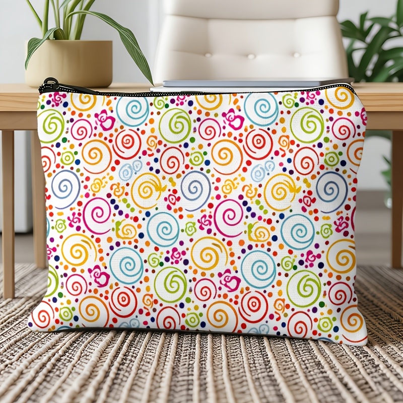 TEMU 1pc Fashionable And Aesthetic Spiral Polka Dot Pattern Makeup Bag, Quick Organization/portable, /travel Toiletry, Storage Tool/influencer Style,