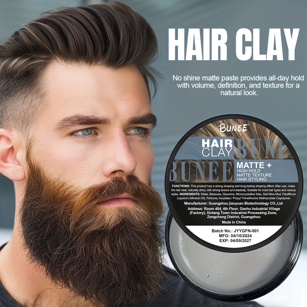 BUNEE Pâte à Cheveux Mat pour Hommes - Tenue Forte, Formule Hydrosoluble, Stylage Longue Durée, Sans Écailles/Résidus, Facilement Lavable, Tous Types de Cheveux, 4.2oz Le Cadeau Idéal pour la Fête des Papas