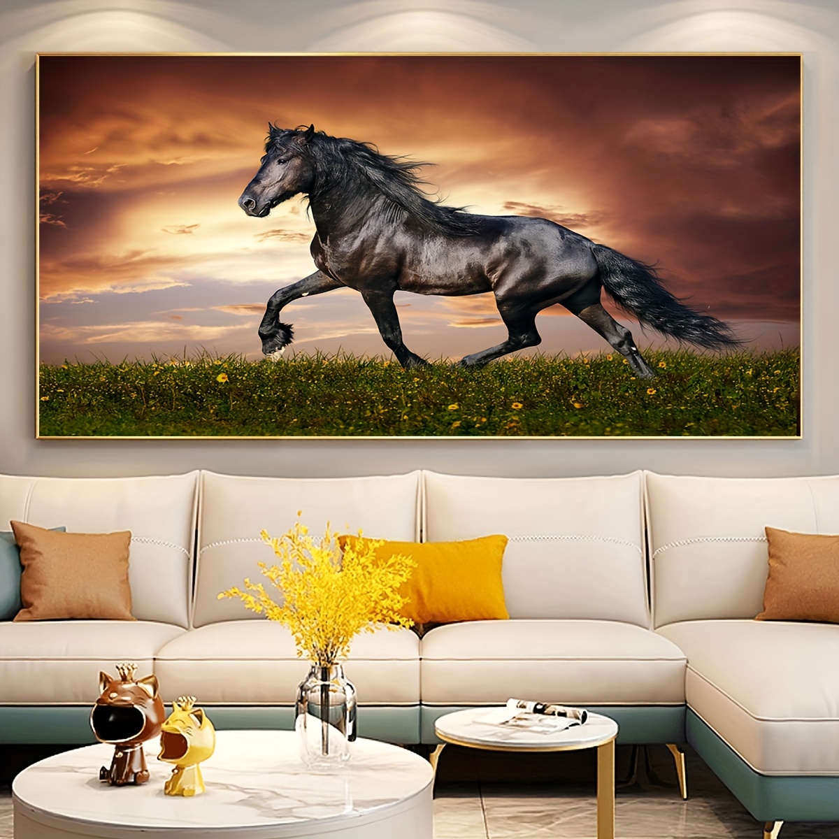 

1pc Unframed Canvas Poster, Modern Art, Galloping Horse, Ideal Gift For Bedroom Living Room Corridor, Wall Art, Wall Decor, Winter Decor, Room Decoration