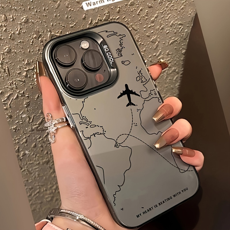 

Étui TPU pour iPhone avec motif d'avion laser - Étui durable avec la citation "Mon cœur bat avec toi