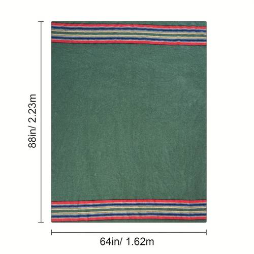 large wool camping blanket 64 x 88 high quality windproof flame retardant soft cozy for outdoors picnics hiking sports events travel 80 wool multicolor striped design brown