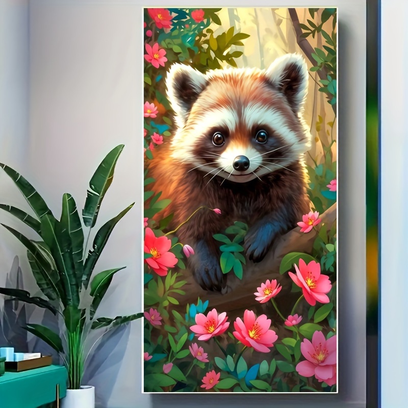 

Diy Diamond Painting Kit: 110x50cm Animal Raccoon Diamond Art, 5d Mosaic Round Diamonds, Acrylic (pmma) Canvas, Full Diamond Design, Animal Theme, Easy To Assemble