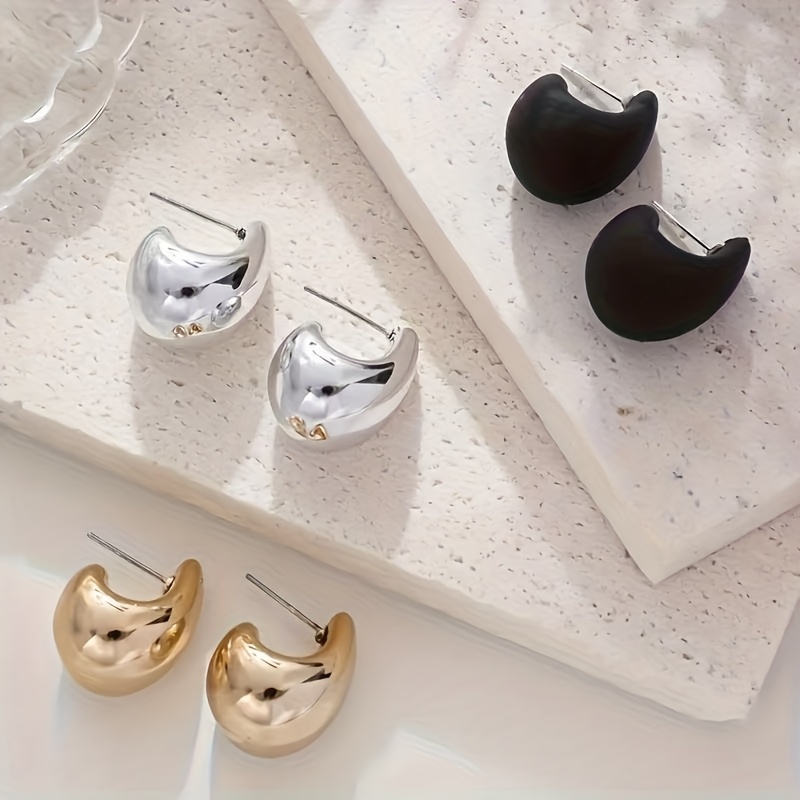 12pcs Classic Drops & Studs Earring Set for Women Golden & Resin