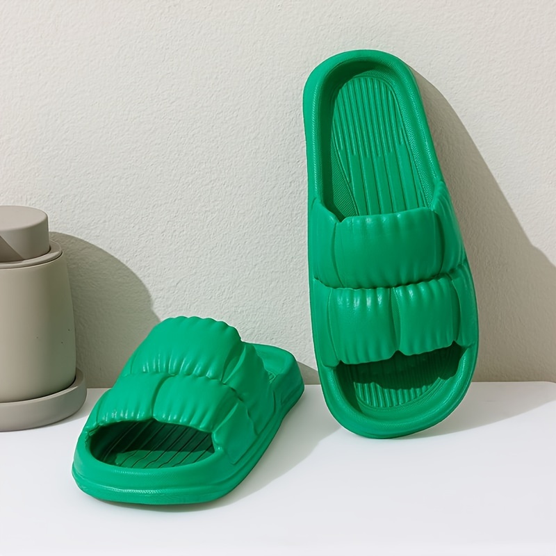 

Solid Color Pillow Eva Slides, Non-slip Quick-drying Open-toe Slides For Indoor Walking And Showering